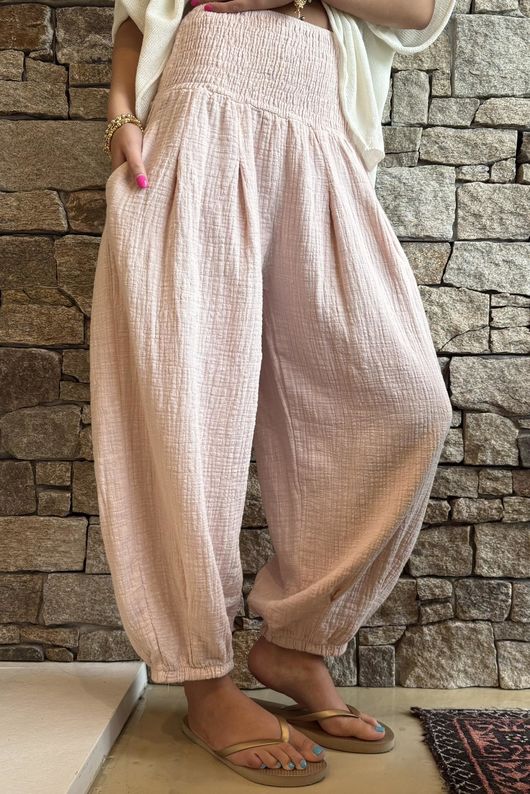 Annie Cushion Cotton Cuff Barrel Pant Antique Rose
